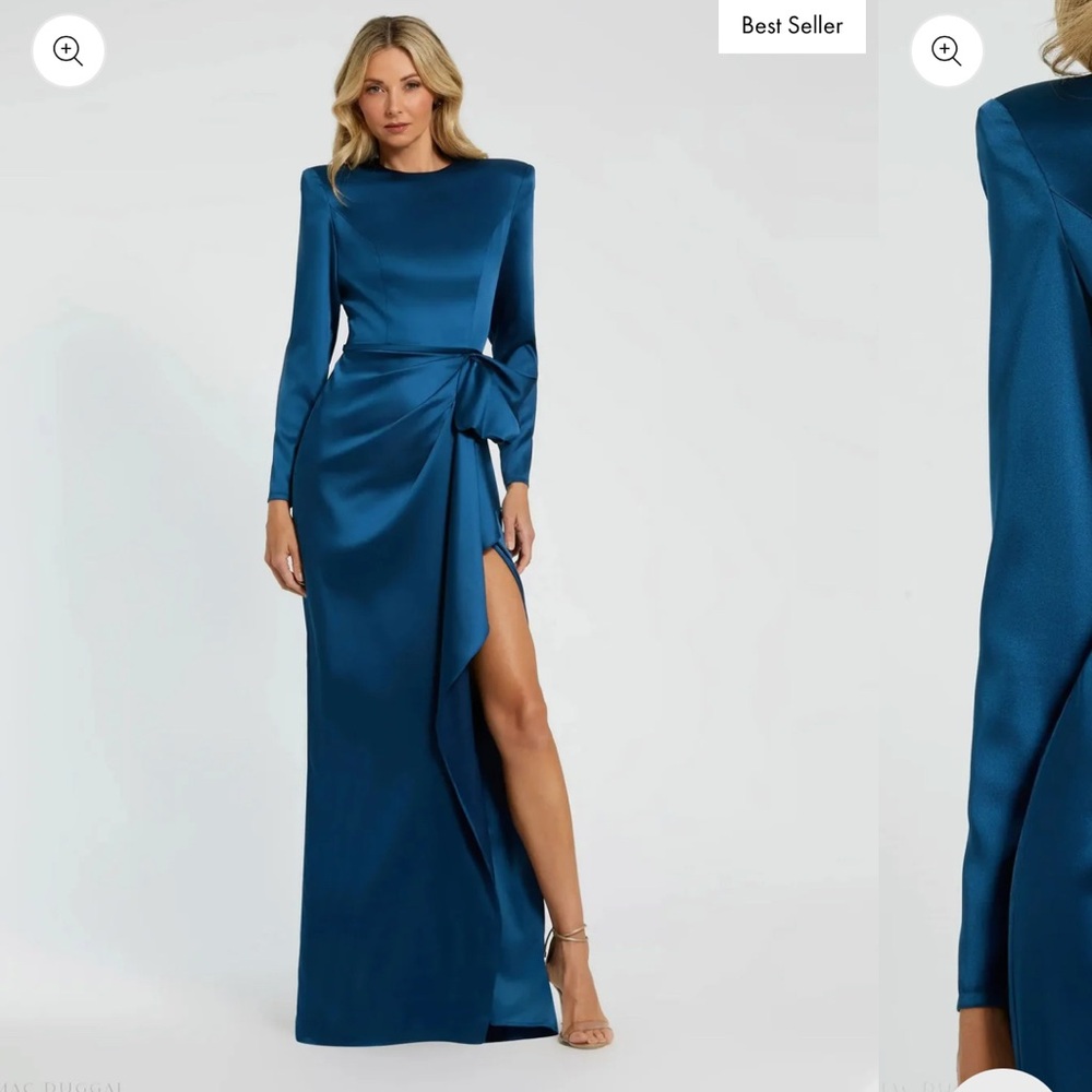 Mac Duggal Teal Long Sleeve Dress